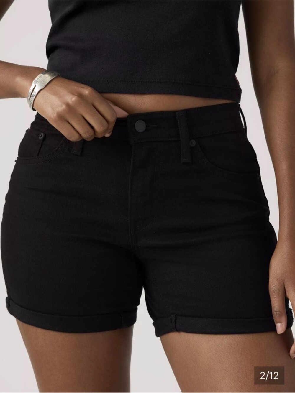LEVI'S High Rise Black Mid Length Jean Shorts 32 Everyday Casual